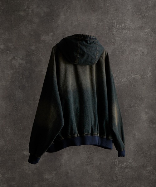 セール】line sleeve track zip parker jacket / ラインスリーブ