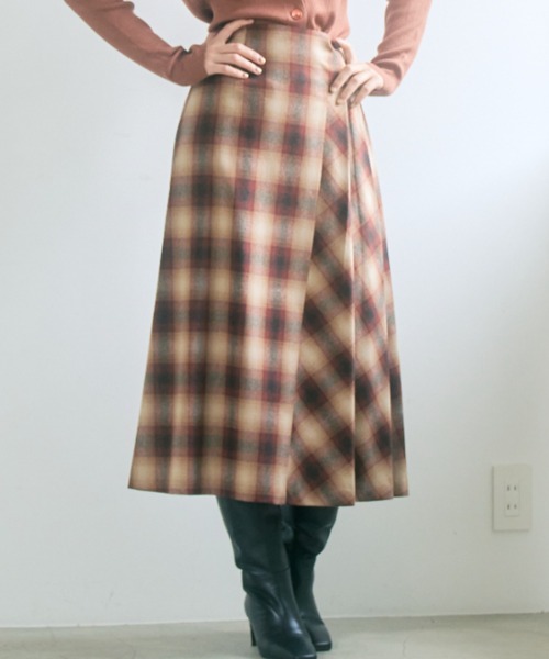 ANAYI（アナイ）の「オンブレチェックフレア スカート（スカート