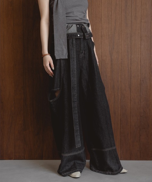 mideal（マイディール）の「cut out design wide denim / カットアウト