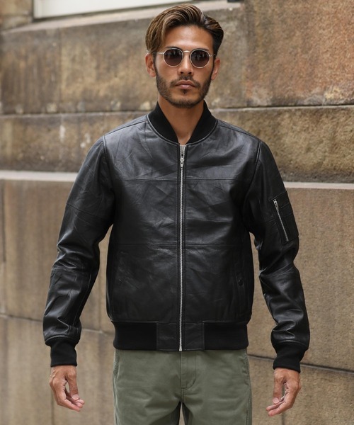 リプロダクトレザー 本革 MA-1タイプ ブルゾン ジャケット（MA-1