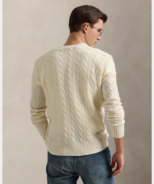 POLO RALPH LAURENアイボリーケーブルニットメンズLG POLO RALPH
