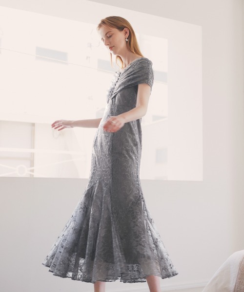 セール】【LEJA】2wayレース花柄オフショルダースパンコールマーメイド