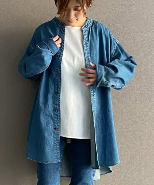 BEARDSLEY（ビアズリー）の「ノーカラーデニムシャツ（シャツ/ブラウス