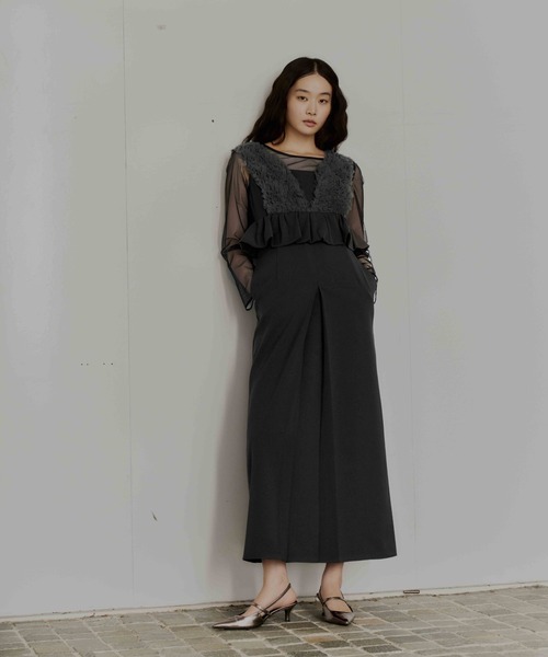 ボリュームチュールペプラムドレス / volume tulle peplum dress