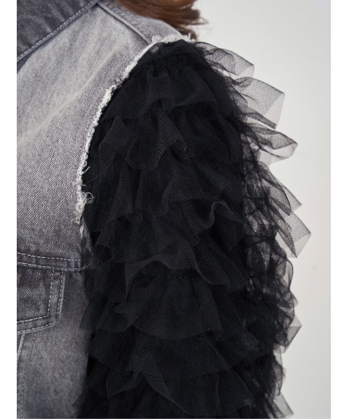 セール】ボリュームチュールデニムGジャン（デニムジャケット