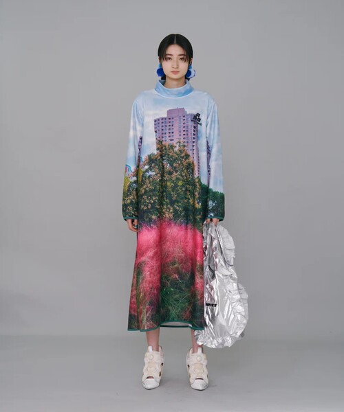 NON TOKYO/ノントーキョー】PRINT FLEECE HI-NECK ONE-PIECE/プリント