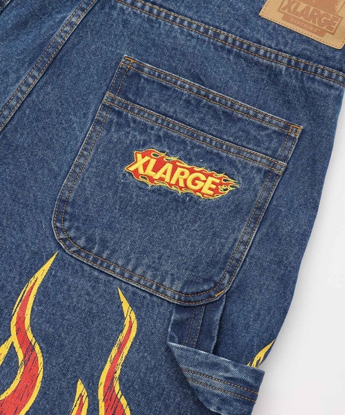 XLARGE フレイム 炎 デニム ハーフパンツ XLARGE フレイム 炎 デニム