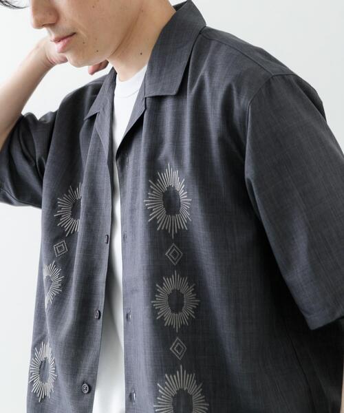 セール】モチーフ刺繍ドライタッチ 半袖シャツ（シャツ/ブラウス