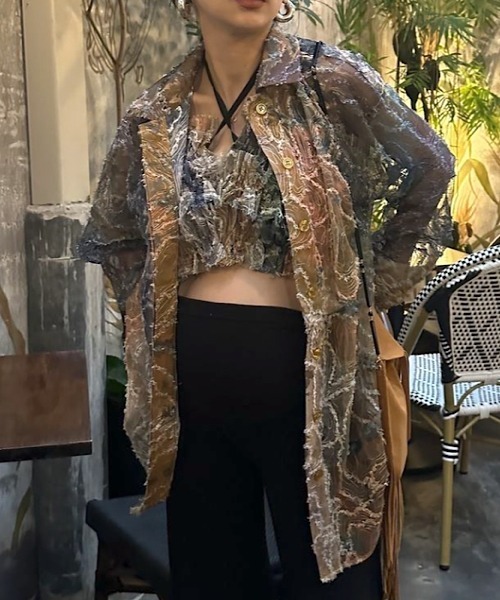 Ameri（アメリ）の「RIPPLE SHAGGY ART BARE TOP（キャミソール）」 - WEAR