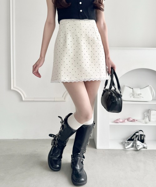 セール】ポルカドットレースミニスカート（スカート）｜Loueme（ルエム
