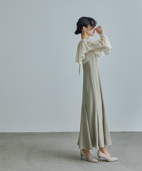 レイヤードケープドレス ボレロ パーティードレス 結婚式 同窓会