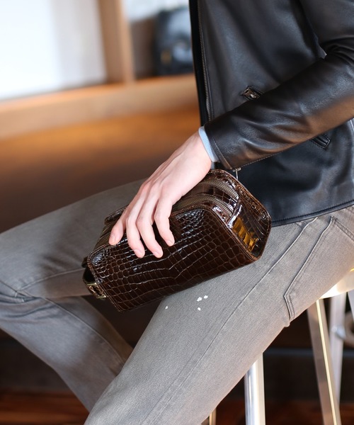 クロコダイルレザーメンズセカンドクラッチバッグ（クラッチバッグ