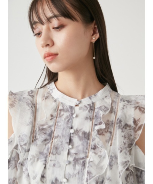 SNIDEL（スナイデル）の「プリントフリルシフォンミニワンピース