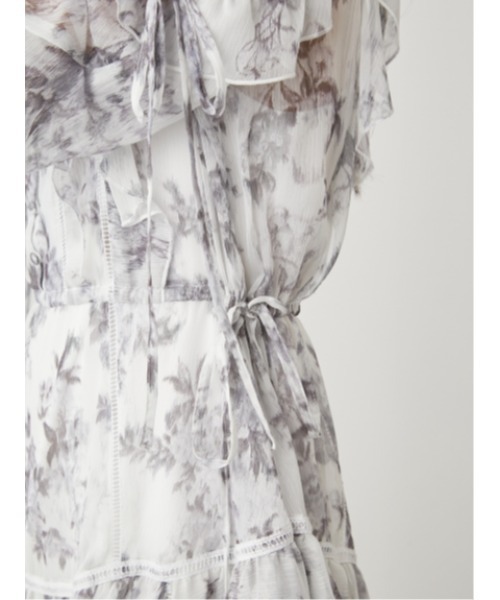 SNIDEL（スナイデル）の「プリントフリルシフォンミニワンピース