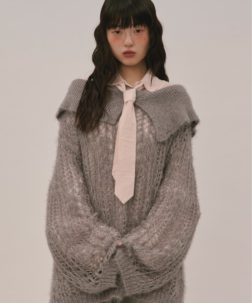 loin nuit（ロワンニュイ）の「sheer collar knit / シアーカラー