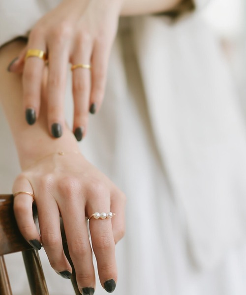 Ops.（オプス）の「アクセサリー リング レディース 3連パール 10K