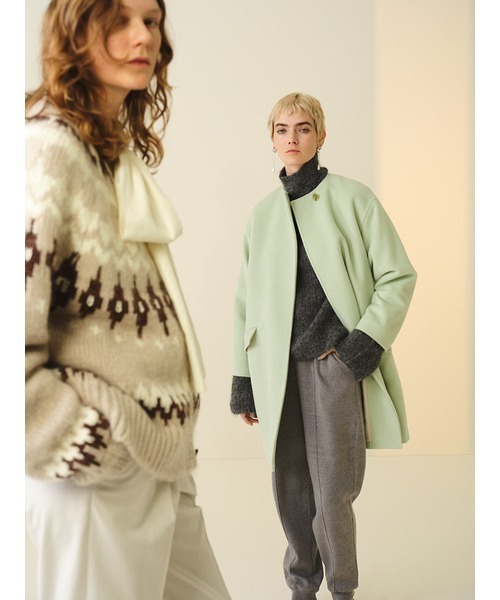 Mila Owen（ミラオーウェン）の「カシミヤノーカラーコクーンハーフ丈