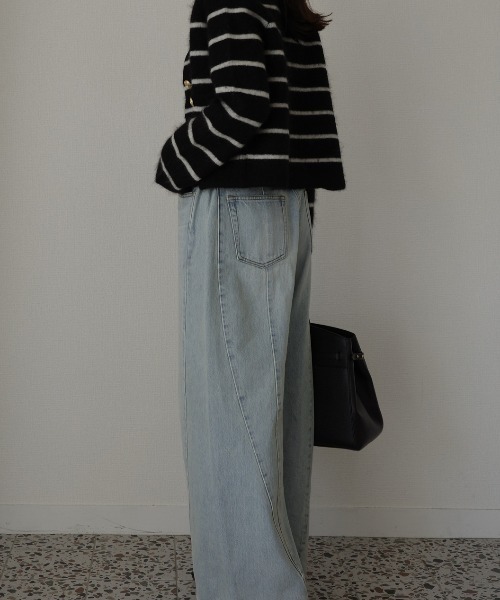 サイドタックカジュアルワイドデニム（デニムパンツ）｜anuans（ア