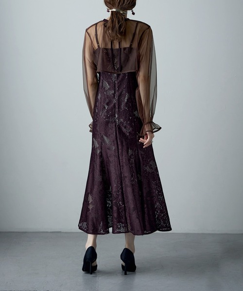 3wayシフォンボレロ&レースキャミドレス 結婚式 ワンピース（ドレス