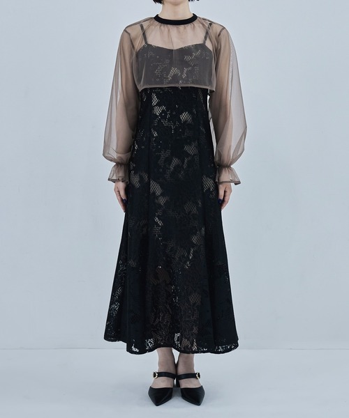 3wayシフォンボレロ&レースキャミドレス 結婚式 ワンピース（ドレス