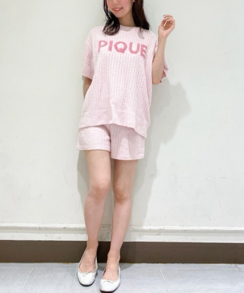 ジェラートピケ ラベンダー リブロゴJQDプルオーバー＆ショートパンツ