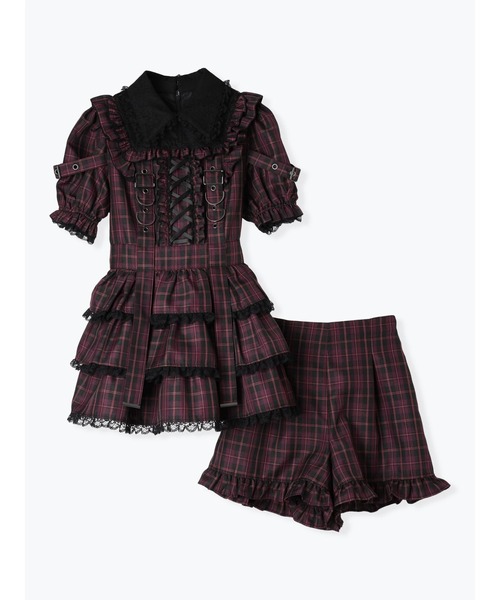 レースアップサスペンダーティアードセットアップ（ワンピース