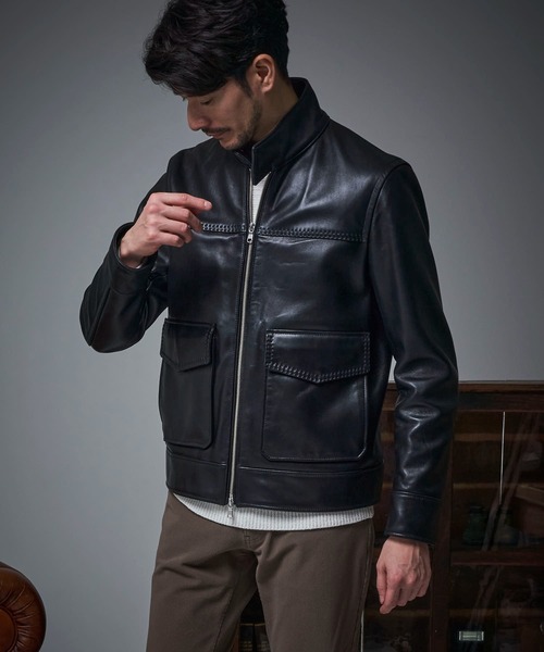 TETE HOMME（テットオム）の「SHEEP LEATHER JACKET / スタンドカラー