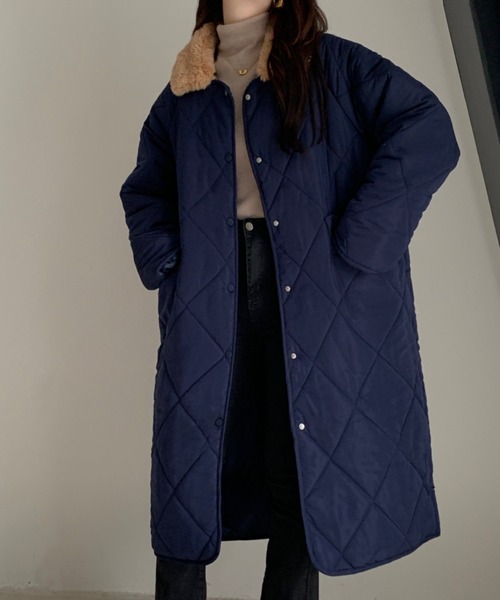 emi+（エミプラス）の「ファー襟付きキルティングロングコート（ダウン
