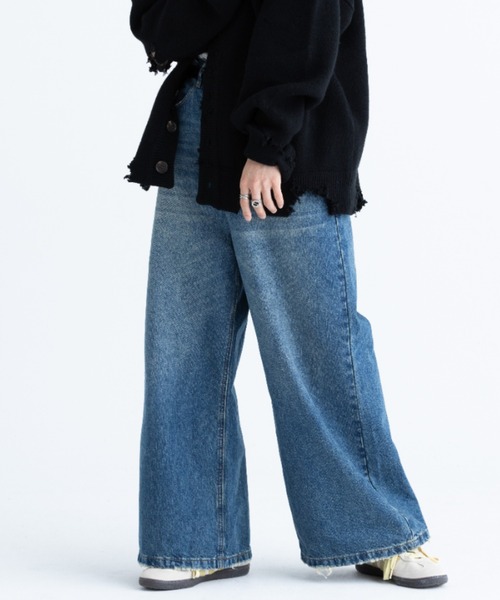 サイドベルト ワイドフレアデニムパンツ NZK6069【MASONPRINCE