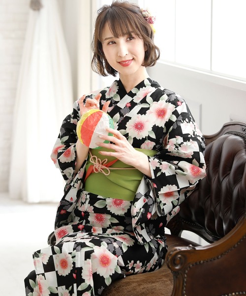 21種類から選べるレディース3点セット／【大人浴衣+半巾帯+下駄