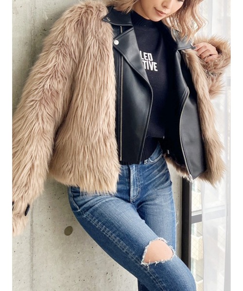 GYDA（ジェイダ）の「レイヤードエコファーベストライダースジャケット