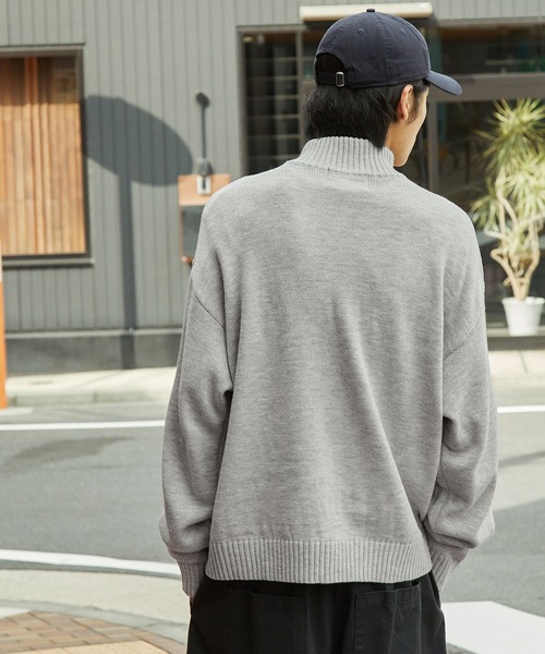 GERRY/ジェリー 別注 ロゴ刺繍 ハーフジッププルオーバーニット