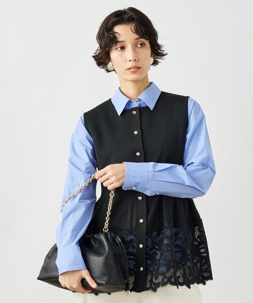 手洗い可能》レース付きペプラムベスト（ベスト）｜NOLLEY'S