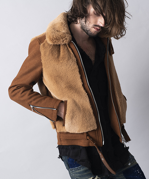 NO ID.（ノーアイディ）の「mj5961-ウール×フェイクファーグリズリー