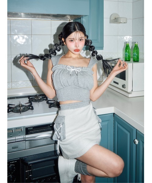 コルセットフードスウェットトップス（スウェット）｜Darich