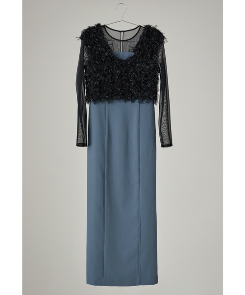 フリンジグリッターベストセットドレス 秋冬 結婚式 成人式 同窓会