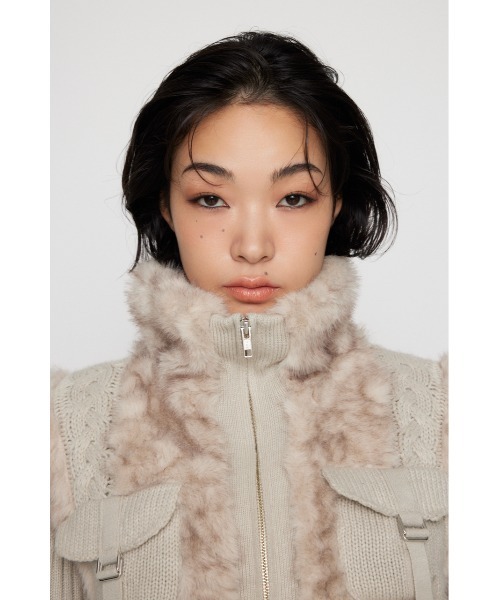 LAGUA GEM（ラグアジェム）の「CABLE KNIT FAUX FUR ブルゾン