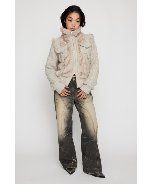 LAGUA GEM（ラグアジェム）の「CABLE KNIT FAUX FUR ブルゾン