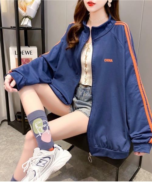 セール】オーバーサイズ ダブルライン トラックジャケット ジャージ