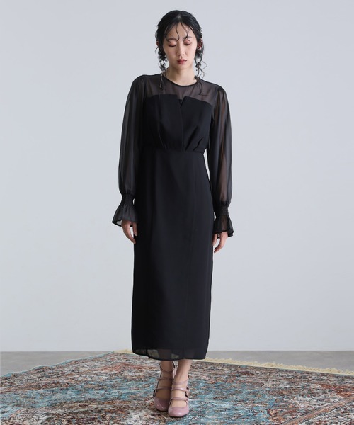 結婚式 パーティードレス ビスチェミモレ丈&袖ありセレモニー