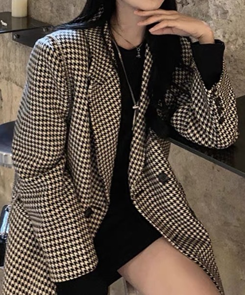 DIAVEL（ディアベル）の「千鳥格子柄ジャケットコート（テーラード