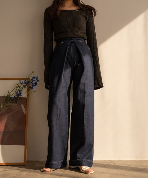 セール】front tuck wide denim / フロントタックワイドデニム（デニム