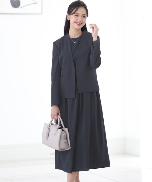 PourVous（プールヴー）の「ワンピースノーカラージャケットセレモニー