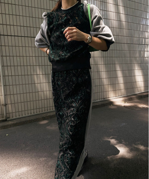 Ameri（アメリ）の「LACE DOCKING SWEAT SKIRT（スカート）」 - WEAR