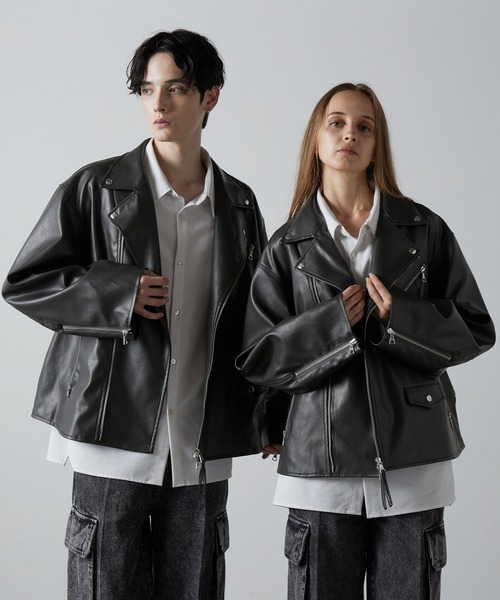 CLEL】2way Rider's Jacket/合皮 2wayライダースジャケット