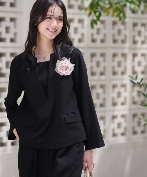 セール】Vネックパンツフォーマル大きいサイズ＆卒業式ノーカラー