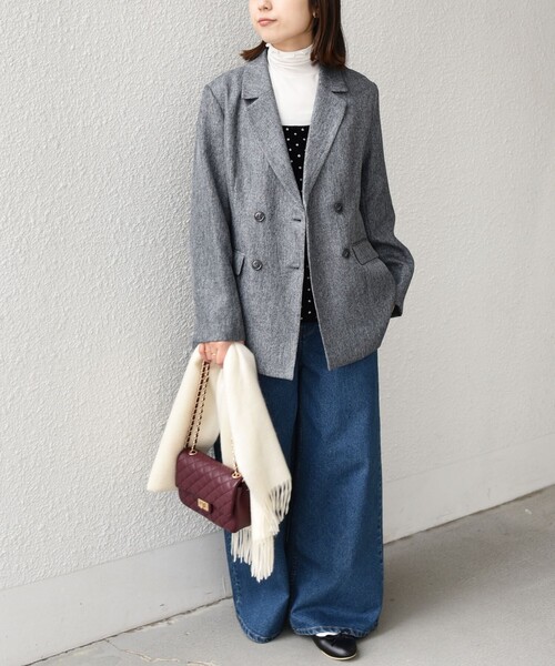 セール】SHIPS Colors:〈手洗い可能〉メランジ ヘリンボーン ダブル