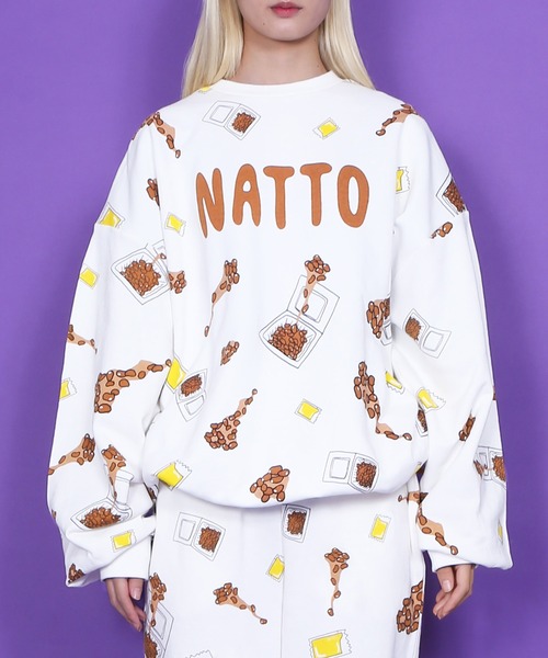 セール】フード総柄スウェット(ONIGIRI・YAKINIKU・NATTO