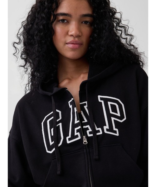 セール】オーバーサイズ GAPロゴ フレンチテリー ジップアップパーカー
