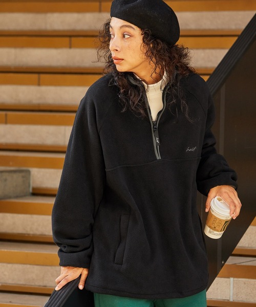 HECT】Half Zip Big Fleece / オーバーサイズハーフジップ配色フリース